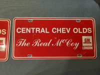 Central Chevrolet Oldsmobile Booster License Plate