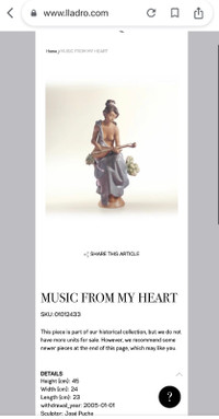 Lladro Music From My Heart Figurine.