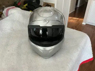 Scorpion motorcycle helmet size XXL inflatable bladder for comfortable fit few scuffs marks