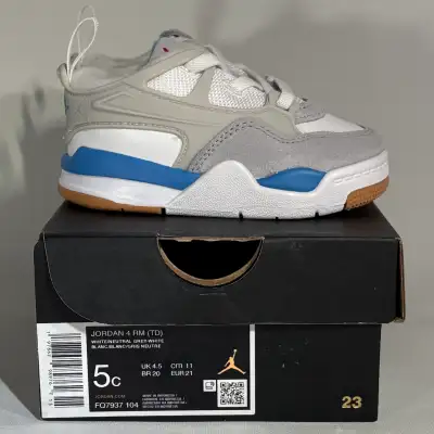 BRAND NEW NIKE AIR JORDAN 4 RM WHITE LEGEND BLUE TODDLER SIZE 5C, View more