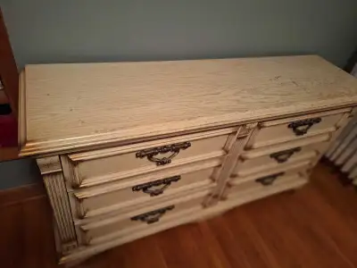 White Mirrored Dresser and end table, View more