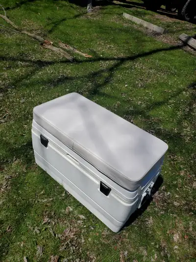 32" wide 18" high 15" deep $80 Perfect for a boat. Removable padded seat. Getting rid of it because...