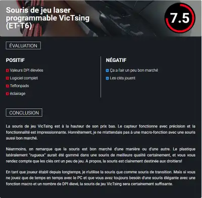 $10 SOURIS DE GAMER DE LA MARQUE EASTERN TIMES, MODÈLE TECH T6..... .......https://fr.techreviewer.d...