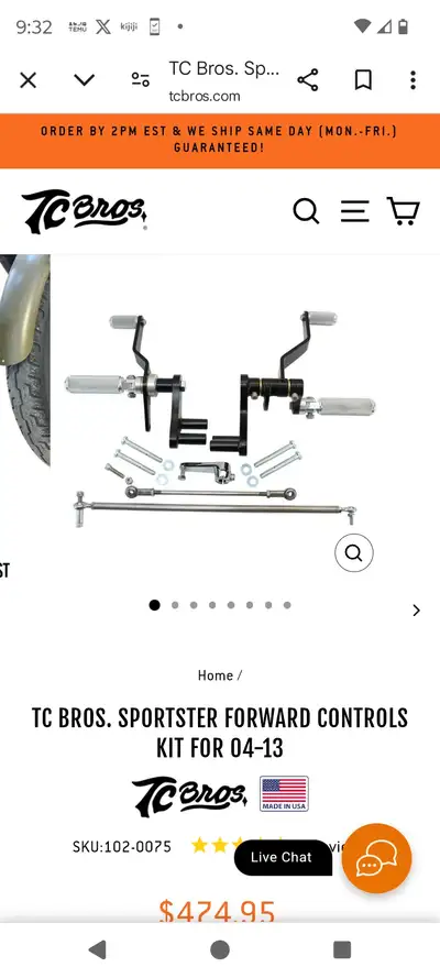 Upgrade your Sportstethis TC Bros forward controls kit, designed for models from 2004 to 2013, enhan...