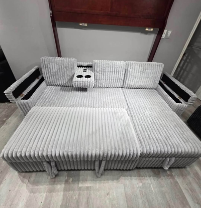 Final Sale | Brand New Coudroy Fabric Sectional Sofa Bed, View more
