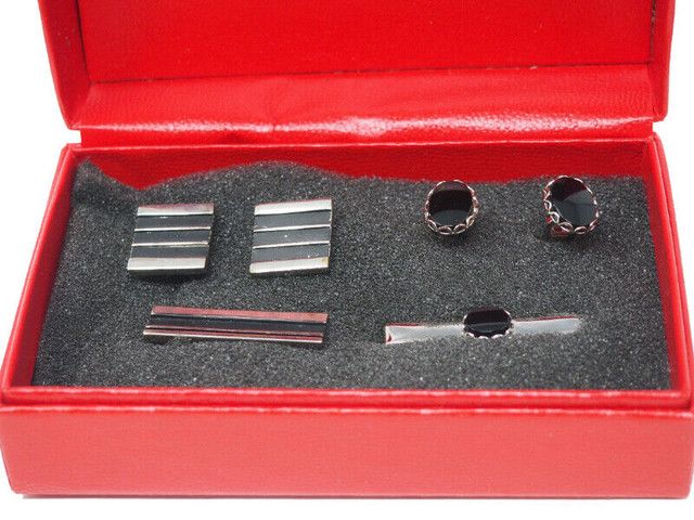 Two Sets of Vintage of Matching Cufflinks and Tie Clips in Jewellery & Watches in St. Albert