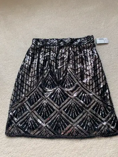 New sequin skirt - perfect for those holiday events. Size M. Fully lined - must see - just $40. Tags...