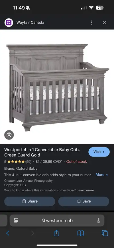 Oxford baby westport 4 in 1 baby crib set, View more