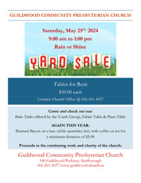 Guildwood Yard Sale Day - Tables for Rent