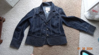 Jean jacket,darker blue,top stitched design,peplum style,by AMI