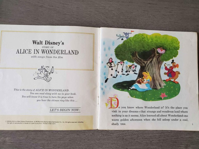 Vintage (1970s) Alice In Wonderland Read-along Book **No record in Children & Young Adult in Edmonton - Image 2