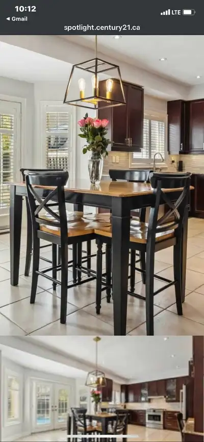 Bassett dinning room table and chairs in excellent condition. Table has extension for larger surface...