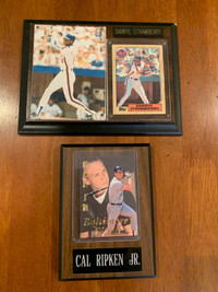 Darryl Strawberry/Cal Ripken baseball card plaques 