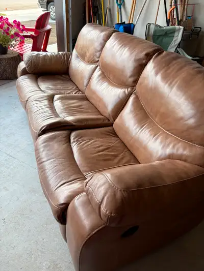 Genuine Leather Sofa and Love Seat- 4 reclining seats, View more