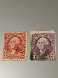 George Washington Vintage Stamps 1932 Lot 2- 2 cent,3 cent