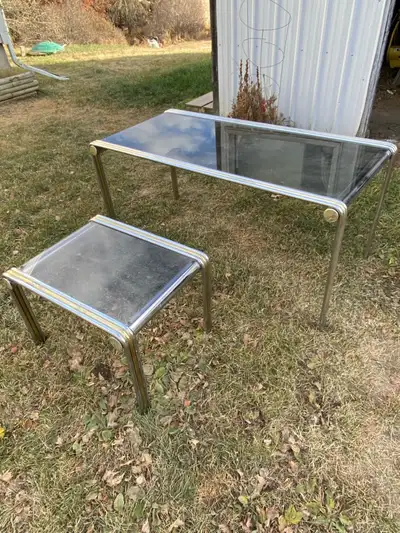 glass top table and side table, View more
