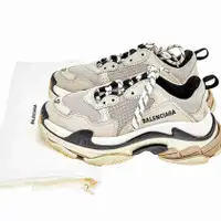 Balenciaga Triple S Low Top Sneakers Grey Mesh And Leather