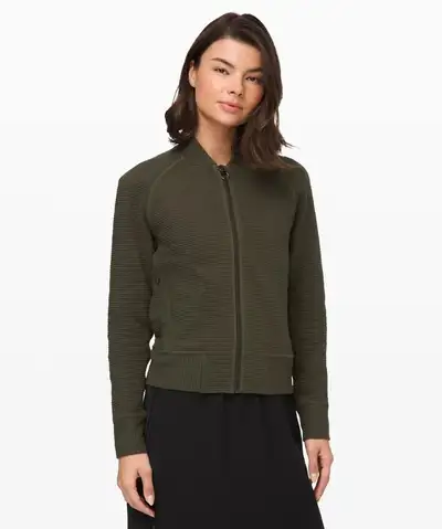 Lululemon On Repeat Bomber Green Olive Yoga Activeware Size 6, View more