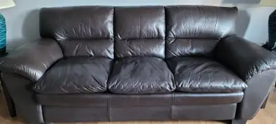 Leather sofa- Espresso colour. Purchased at Leon's furniture. In good condition, no damage Looks bet...