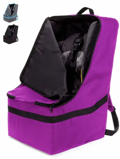 Adjustable Padded Bag for Car Seat, Purple with Black Trim, View more