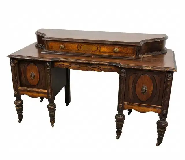Antique Walnut Vanity / Writing Desk- 1920s in Desks in City of Toronto - Image 4