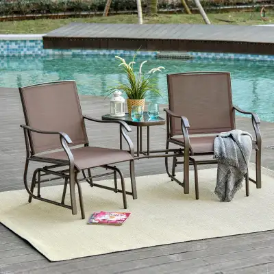 Patio Double Glider Chair with Glass Top, View more