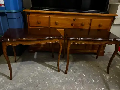 A Pair of Solid Wood End Tables , View more