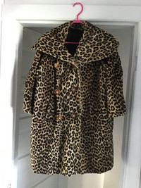 Vintage 1950's,60's, Leopard Faux Fur coat
