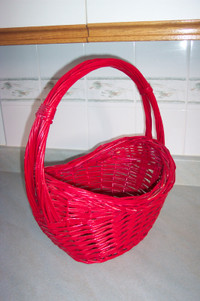 Red Wooden Wicker Basket