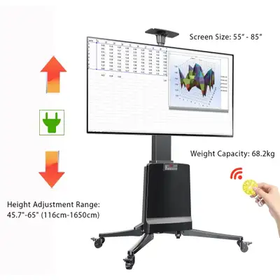 Height Adjustable Motorized Mobile TV Cart for 55" to 85" TVs, View more
