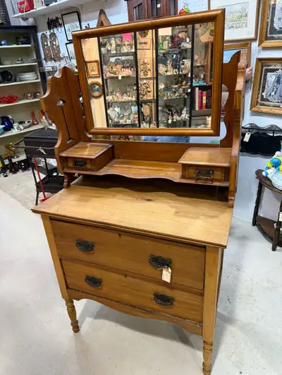 unique wood dresser with mirror top , View more