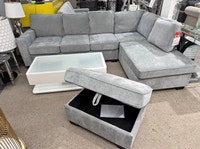 Sectionnel L moderne gris avec ottoman rangement – Comme neuf Ottawa Ottawa / Gatineau Area Preview