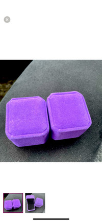 2 purple  velvet ring boxes 