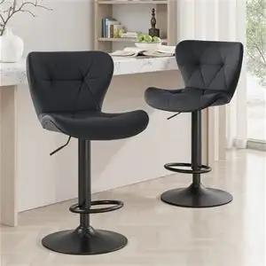 Swivel Adjustable Height Bar Stools, Leather Upholstered Counter, View more