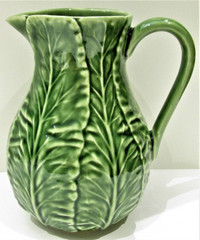 NEW, SMALL CERAMIC "CABBAGE LEAF" PITCHER, MADE IN PORTUGAL