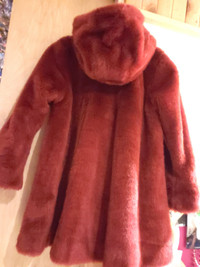 Beautiful Girls red faux fur hooded dress 3/4 length capecoat