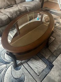 Oval glass coffee table 
