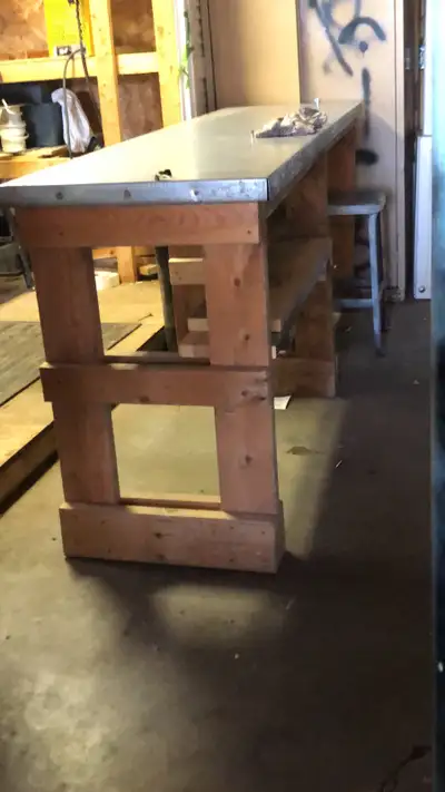 Workbench with galvanized top, View more
