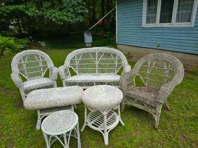 7 piece Wicker Furniture Sofa nees some repair $100.00 or best offer