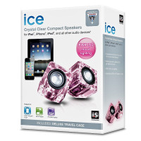 NEW ICE ISound Crystal Clear Compact Speakers Rose LED w/ Case