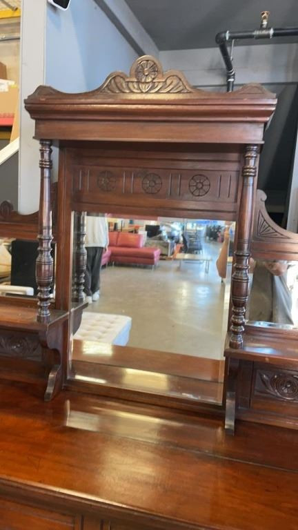 ANTIQUE DOVETAILED SERVING CABINET w/ Bevelled Mirror in Other in Delta/Surrey/Langley - Image 3