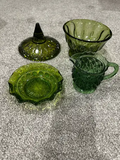 vintage green glass, View more