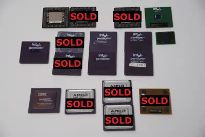 Selling the following CPUs, all pulled from working computers: 1 x Intel 80486DX4 @100MHz (on a prop...