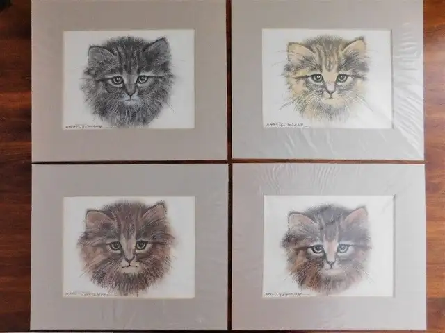 Margit Gatterbauer 1981 Cat Series Signed Art Prints in Arts & Collectibles in Kitchener / Waterloo - Image 3