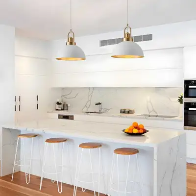 2 Pack Farmhouse White Pendant Light Gold Finish, View more