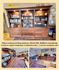 Office credenzas & filing cabinets. SOLID OAK !