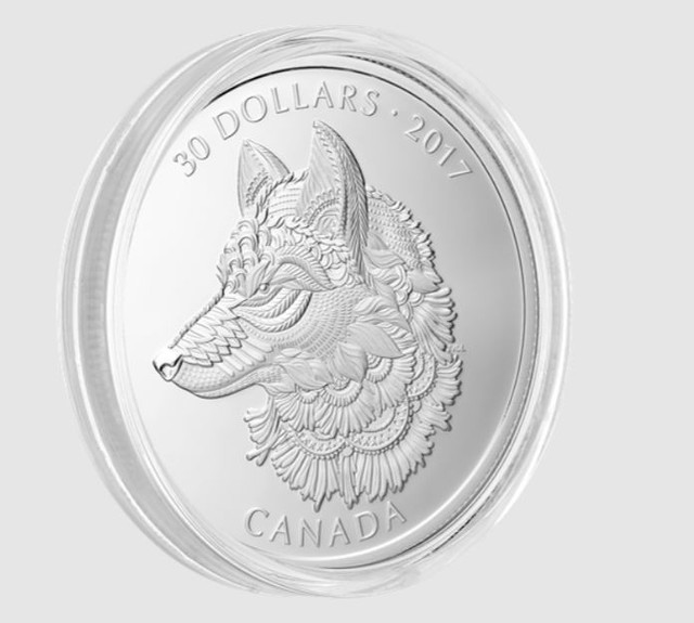 2017 2 oz. Pure Silver Coin Zentangle Art: The Great Grey Wolf in Arts & Collectibles in Mississauga / Peel Region - Image 2