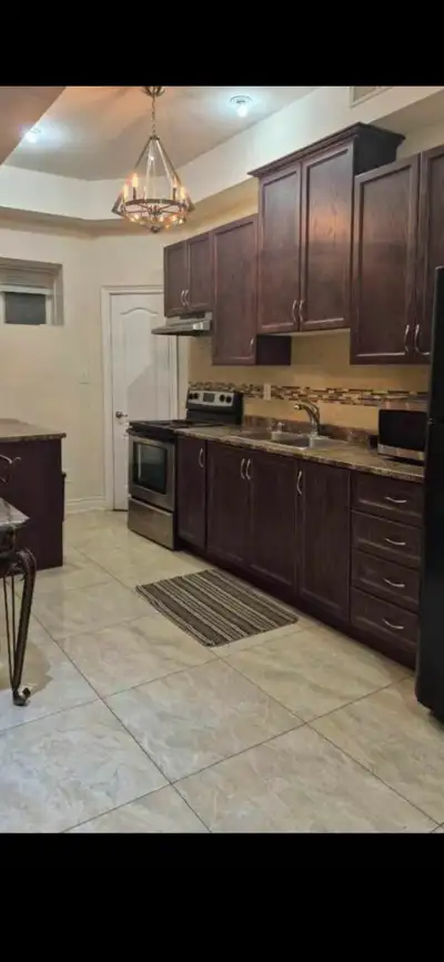 One bedroom apartment share kitchen and washroom with one other person living in basement. Your bedr...