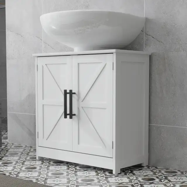 24" Bathroom under sink Farmhouse Pedestal Sink Storage Cabinet  in Bathwares in Markham / York Region - Image 11