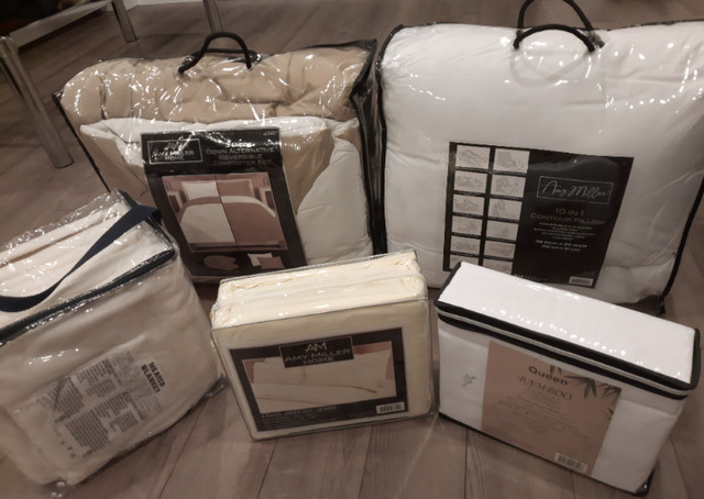 NEW HEATED BKET/BAMBOO Q-SHEET, AMY 4PC SHEET,  3PC  SET/10 IN 1 in Bedding in St. Catharines